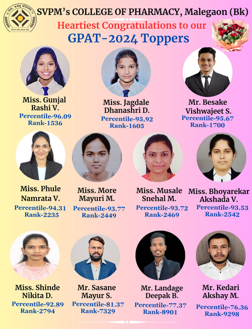 Heartiest Congratulations of our GPAT-2024 Toppers