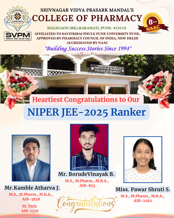 Congratulations to Our NIPER JEE 2025 Rankers