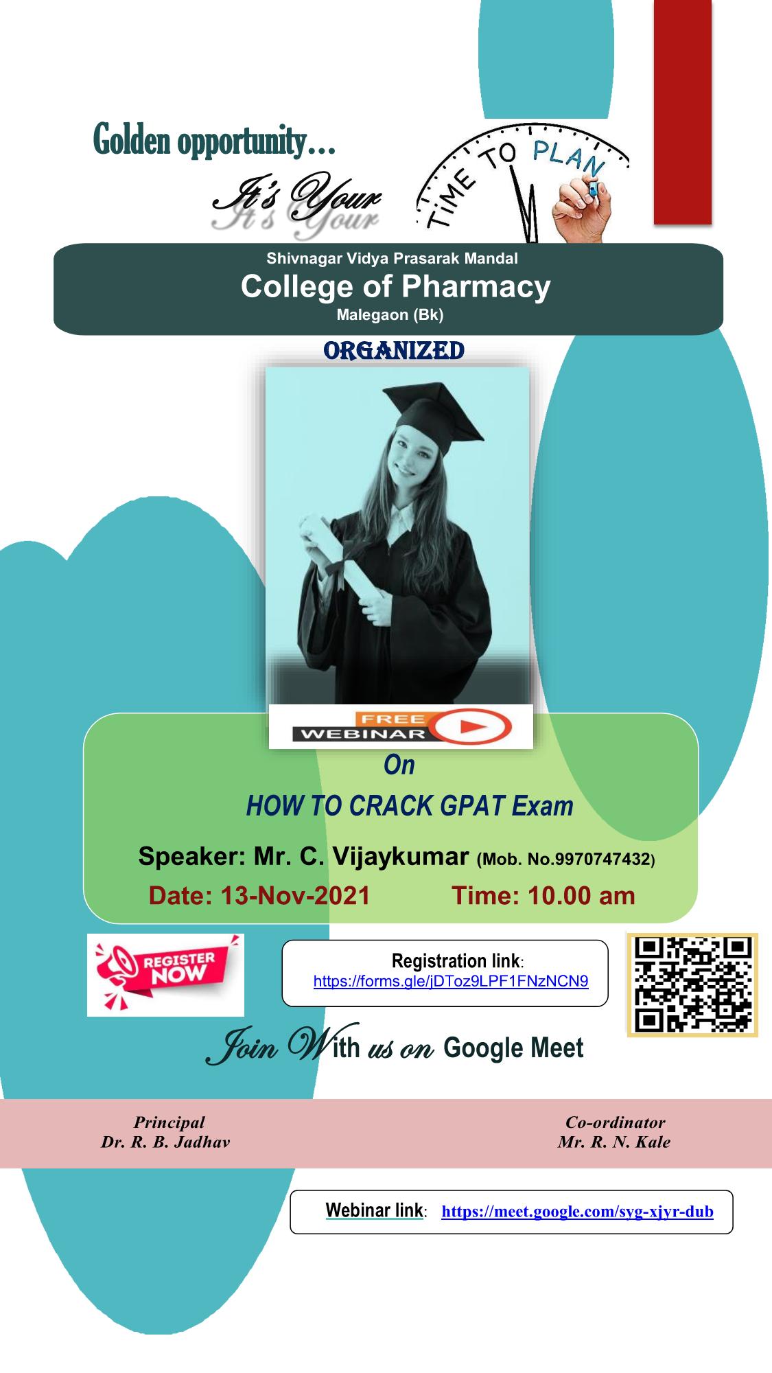 Free Webinar Event - How To Crack GPAT Examination, To Be Held On 13 11 2021